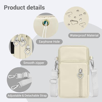 YINHEXI Small Crossbody Bags for Women Trendy, Mini Triple Compartment Cell Phone Crossbody Wallet Purses - color: Cream White-2