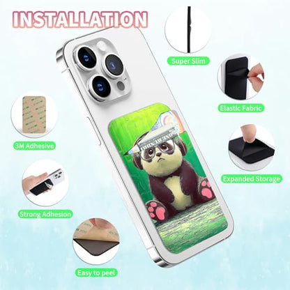Phone Credit Card Holder Stick on, Cell Phone Pocket Self Adhesive Stretchy Stick on Wallet ID Credit Card Case Pouch Sleeve with Flap for All Smartphones, Forest Panda - color: Forest Panda