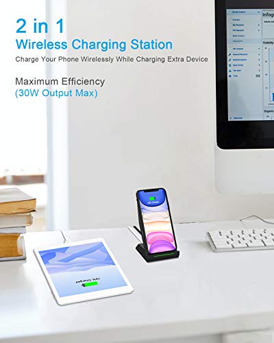 Fast Wireless Charger Stand with 30W PD Adapter for iPhone and Samsung - color: Classic Black