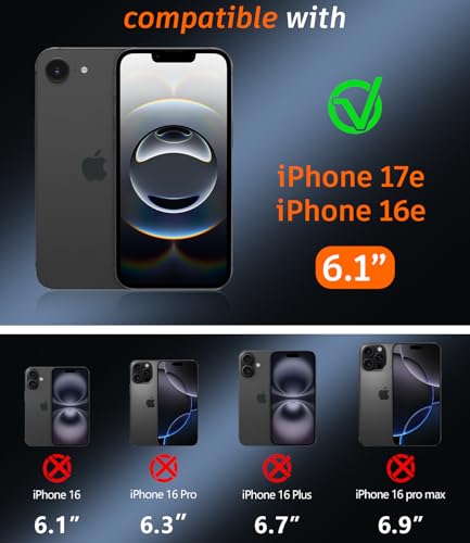 Heavy Duty Case for iPhone 17e & iPhone 16e - Military Grade Drop Proof Protective Cover [Compatible with MagSafe],with Screen Protector, Shockproof, Anti-Slip (Gray) - color: Gray