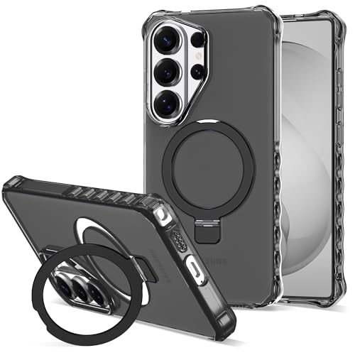 Compatible with Samsung Galaxy S26 Ultra Case 6.9'' Cute Wavy Frame with Magnetic Stand [Compatible with Mag-Safe] Military-Grade Translucent Phone Case for S26 Ultra, Black - color: Black, size: Samsung Galaxy S26 Ultra