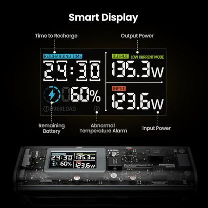 SHARGEEK 170 Power Bank, 140W Portable Charger 24000mAh/86.4Wh - color: Dark gray