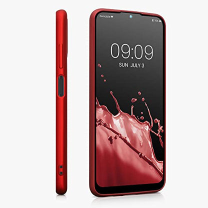 kwmobile Case Compatible with Samsung Galaxy A03s Case - Soft Slim Metallic TPU Silicone Cover - Metallic Dark Red - color: metallic dark red