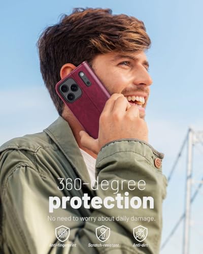OCASE Compatible with iPhone 17 Pro Wallet Case, PU Leather Flip Folio Case with Card Holders RFID Blocking Kickstand [Shockproof TPU Inner Shell] Phone Cover 6.3 Inch 2025, Burgundy - color: Burgundy