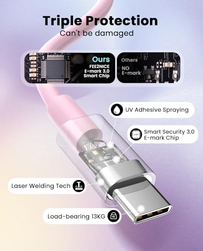 iPhone Charger Fast Charging, USB C Charger Block, 6FT/10FT Lightning Cable - color: pink