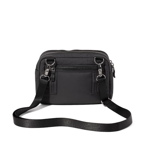 Baggallini Triple Zip with Front Wallet/Trifecta RFID Wallet Crossbody - color: Black Puff