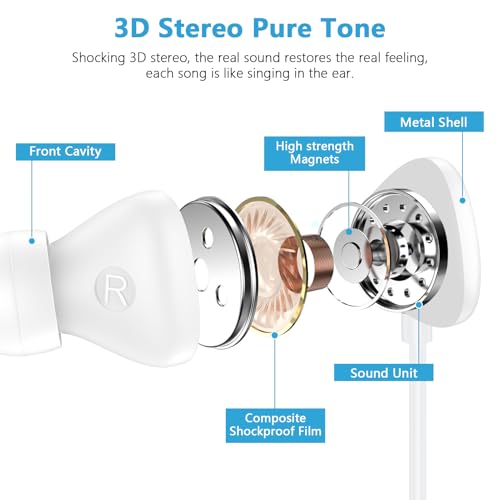 for iPhone 17 Earbuds Wired USB C Ear Buds for iPhone 17/17 Pro/17 Pro Max - color: White