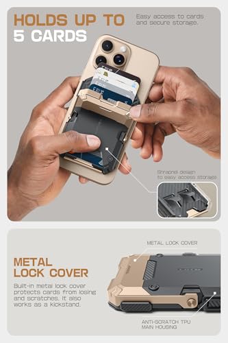 SUPCASE for MagSafe Wallet with Adjustable Stand, Hold 5 Cards, Desert | RFID Blocking, Strong Magnetic Lock, Magnetic Wallet for Men, Phone Card Holder Tripod for iPhone 17/16/15/14/13/12 Series - color: Desert