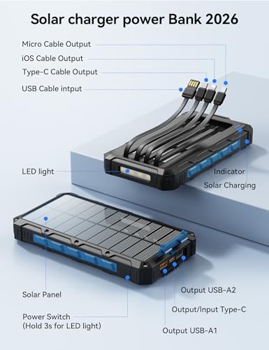 Solar Charger Portable Power Bank 20000mah External Battery Pack for iphone - color: Nary