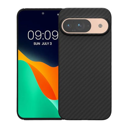 kalibri Aramid Fiber Case Compatible with Google Pixel 9 - Case Super Slim Strong Protective Phone Cover - Black Matte - size: Pixel 9