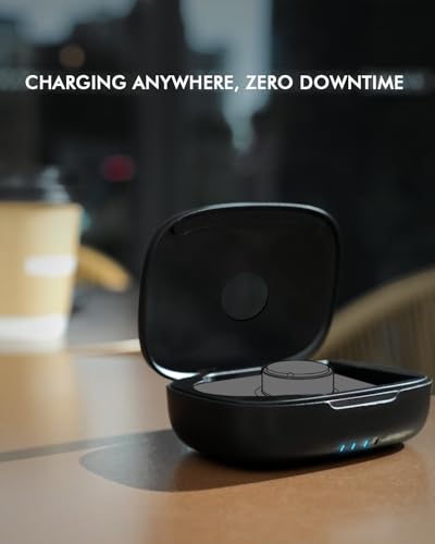 Doohoeek Charging Case Compatible with Ringconn Gen 2 Air (Official Charger NOT Include), Wireless Power Station Fits Official Chargers & Fit All-Sized Rings 1000mAh (NOT a Charger) (Black) - color: Black
