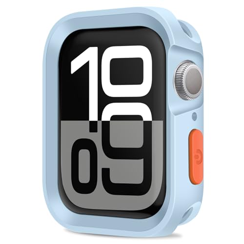 Amizee Rugged Case Compatible with Apple Watch Case Series 11/10 42mm, Soft TPU Shockproof Bumper Drop Proof Protective Cover Compatible with iWatch - Light Blue - color: Light Blue, size: 42 mm