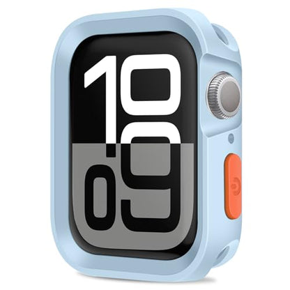 Amizee Rugged Case Compatible with Apple Watch Case Series 11/10 42mm, Soft TPU Shockproof Bumper Drop Proof Protective Cover Compatible with iWatch - Light Blue - color: Light Blue, size: 42 mm