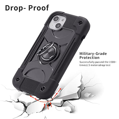 MARKILL Compatible with iPhone 14 Plus Case 6.7 Inch with 360 Degree Rotate Ring Stand, Military Grade Drop Protection Full Body Rugged Heavy Duty Protective Cover for iPhone 14 Plus Black - color: Black, size: iPhone 14 Plus 6.7"