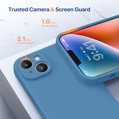 miracase Designed for iPhone 14 Case,[Upgraded Enhanced Camera Protection],Shockproof Liquid Silicone Case with Microfiber Lining, 6.1 inch,Capri Blue - color: Capri Blue, size: iPhone 14