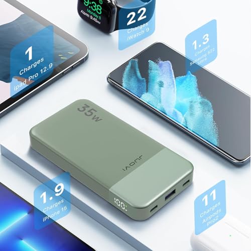 JUOVI Portable Charger 35W 10000mAh Power Bank - color: Green
