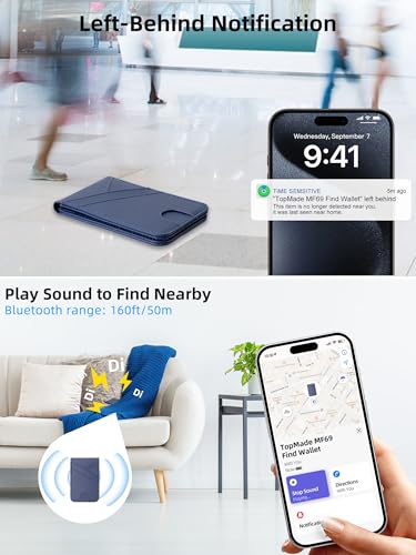 for Magsafe Wallet Stand Tracker (iOS Only) Magnetic Card Holder Finder - color: Blue Find My