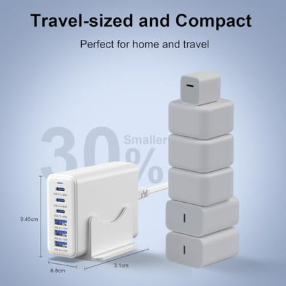 165W Charging Station, 6 Port Desktop Charger, 3 Ports 40W White - color: White