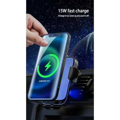 Car Charger Dual Coil Car Wireless Phone Holder Stand Fast Charging Station for Samsung Galaxy Z Flip 5 4 3 S25 S24 iPhone 17 16 (Black)