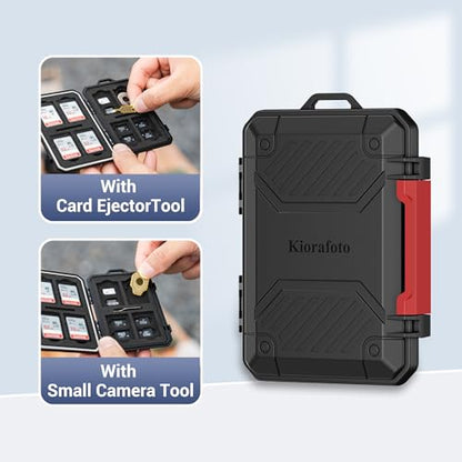 Kiorafoto Memory Card Case with 22 Slot for 8 SD & 12 MicroSD & 2 Nano SIM - size: For 8 SD+12 TF+2 Nano SIM(BLACK)