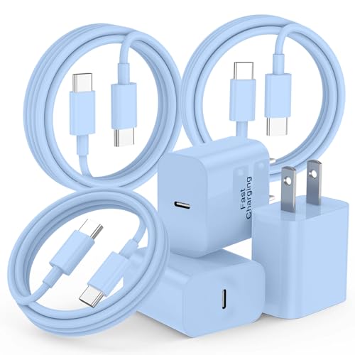 20W iPhone Charger Fast Charging 3-Pack with 6FT USB C to USB Cable, Blue - color: Blue