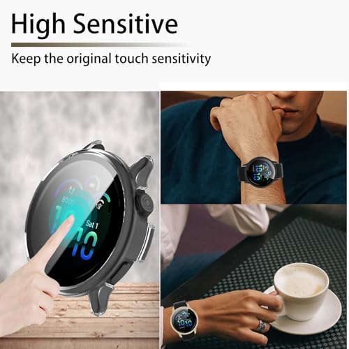 [4-Pack vivoactive 6 Screen Protector Case Compatible with Garmin vívoactive® 6 Smart Watch, Ultra-Thin Scratch Resistant Cover with Tempered Glass for Women Men