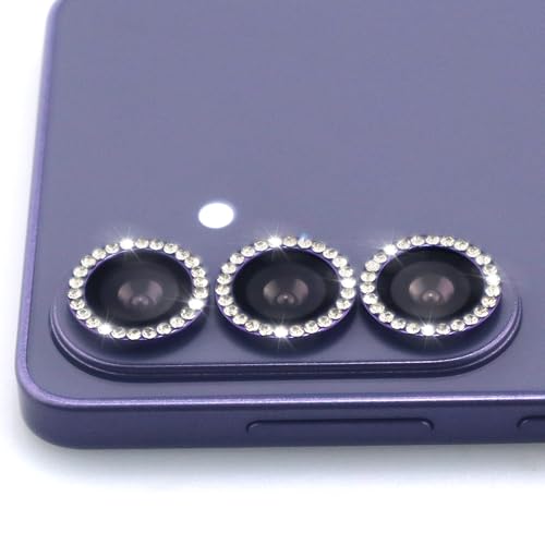 for Samsung Galaxy S26 / S26 Plus Camera Lens Protector, Bling Diamond Metal Ring Tempered Glass Lens Cover, Sparkly Rhinestone Accessories (Violet) - color: Violet