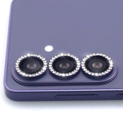 for Samsung Galaxy S26 / S26 Plus Camera Lens Protector, Bling Diamond Metal Ring Tempered Glass Lens Cover, Sparkly Rhinestone Accessories (Violet) - color: Violet