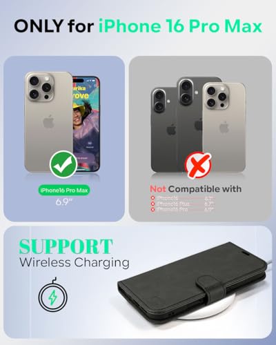 OCASE Compatible with iPhone 16 Pro Max Wallet Case, PU Leather Flip Folio Case with Card Holders RFID Blocking Kickstand [Shockproof TPU Inner Shell] Phone Cover 6.9 Inch 2024, Graphite - color: Graphite