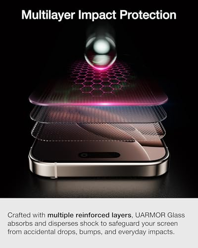 UARMOR Screen Protector for [iPhone 17] Red Light Converter, Anti-Blue Light, [3X Impact Resistance] 9H Tempered Glass with Easy Installation Kit, Full Edge Coverage Fit, [2 Pack] - size: iPhone 17