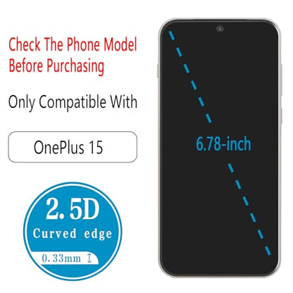 2 Pack Screen Protector for OnePlus 15 6.78 inch Tempered Glass - size: OnePlus 15