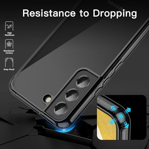 JETech Case for Samsung Galaxy S22, Anti-Yellowing, Black | Shockproof Protection, Scratch Resistant Hard PC Back, Durable Transparent TPU Bumper - color: Black