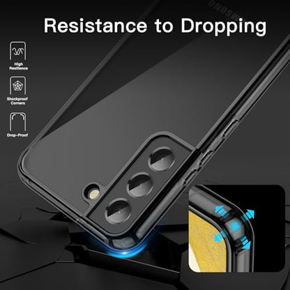 JETech Case for Samsung Galaxy S22, Anti-Yellowing, Black | Shockproof Protection, Scratch Resistant Hard PC Back, Durable Transparent TPU Bumper - color: Black