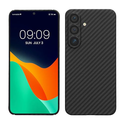kalibri Aramid Fiber Case Compatible with Samsung Galaxy S25 - Case Super Slim Strong Protective Phone Cover - Black Matte - size: Galaxy S25