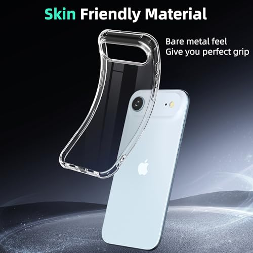 ONES for iPhone Air /17 Air Case Clear, Slim Soft TPU Silicone Cover, Military Drop Protective Thin Phone Bumper Case with Shockproof Airbags, Dropseys Slippery Sturdy, Durability, Transparent - color: HD High Transparency, size: iPhone 17 Air