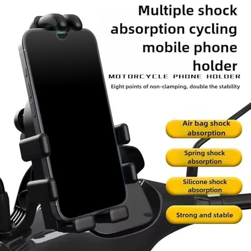 Motorcycle Phone Holder with Vibrations Dampener Nonslip Mount Handlebar Cellphone Mount - color: Or ange rear view