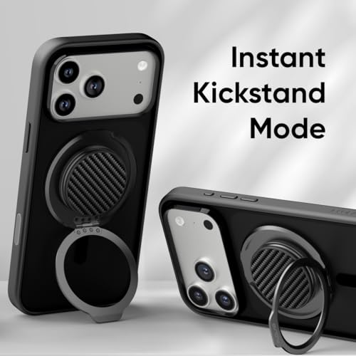 FLOLAB ForgeGrip Strong Magnetic Phone Holder & Phone Grip for MagSafe Grip iPhone Accessories Magnetic Phone Grip, Ring Holder & Stand, Satisfying Snap Grip - Carbon Fiber - color: Carbon Fiber