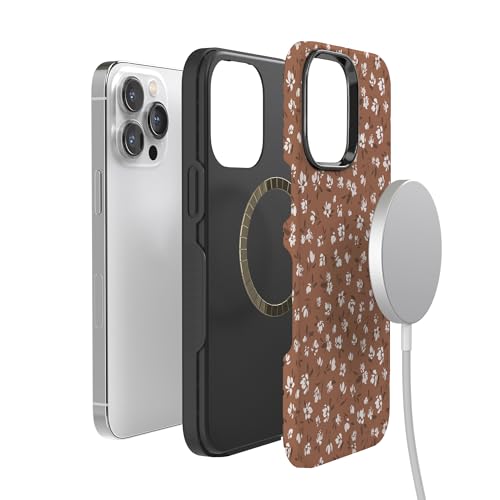 Casely iPhone 14 Pro Max Case | Mocha Meadow | Tiny Flowers | Bold Protective Design | Compatible with MagSafe - color: Mocha Meadow | Tiny Flowers
