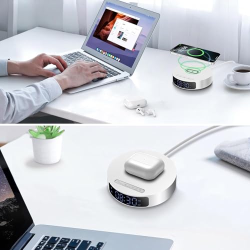 25W Max Fast Wireless Charger with Alarm Clock,Wireless Charging Pad - color: White pad