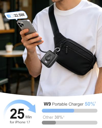 Portable Charger 3 in 1, Smaller 10000mAh Built-in Cables 22.5W Power Bank - color: Black