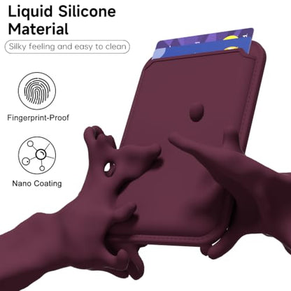 LoeoeL Magnetic Phone Wallet Compatible with Magsafe Wallet, Silicone ID Credit Card Holder Wallets for Back of Phone Pocket, Slim Thin Pouch Sleeve Wallets for iPhone Pixel, Burgundy Maroon - color: Burgundy