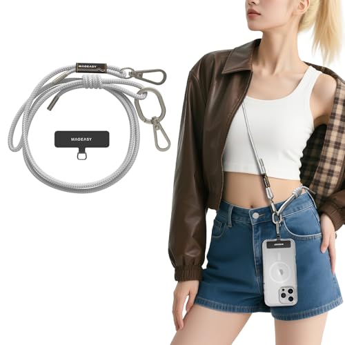 MAGEASY Universal Cell Phone Lanyard - Anti-Theft Rope Crossbody Phone Strap for iPhone 17 Pro Max & Most Smartphones, for Men & Women | 6mm Misty Gray - color: Misty Gray