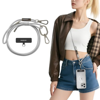 MAGEASY Universal Cell Phone Lanyard - Anti-Theft Rope Crossbody Phone Strap for iPhone 17 Pro Max & Most Smartphones, for Men & Women | 6mm Misty Gray - color: Misty Gray