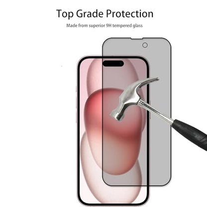 Privacy Screen Protector Designed For iPhone 15 Anti Spy Private Tempered Glass Film 2-Pack Camera Lens Protector Film 2-Pack With Easy Alignment Tool