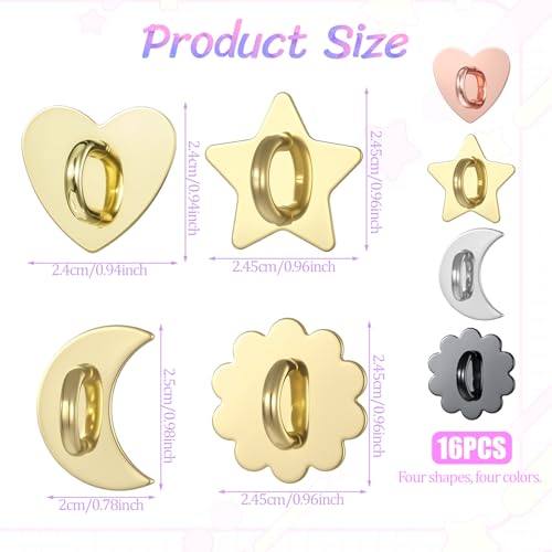 16 Pcs Metal Phone Finger Grip Hook Cute Heart Phone Charm Hooks Heart-Shaped Universal Adhesive Metal Hook Adhesive Smartphone Finger Ring Stand for Cellphone Case Pad Tablet DIY Accessories