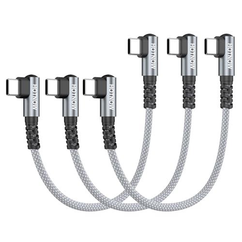 Short Right Angle USB C to USB C Cable 0.5FT 3Pack 90 Degree USB c - color: Grey and White, size: 0.5FT