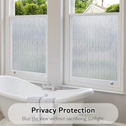 VELIMAX Frosted Window Privacy Film Non Adhesive Window Cling Removable Glass Covering Clear Water Opaque Window Film for Home Anti UV 17.7x78.7 inches - color: Translucent, size: 17.7"x78.7" (45x200cm)