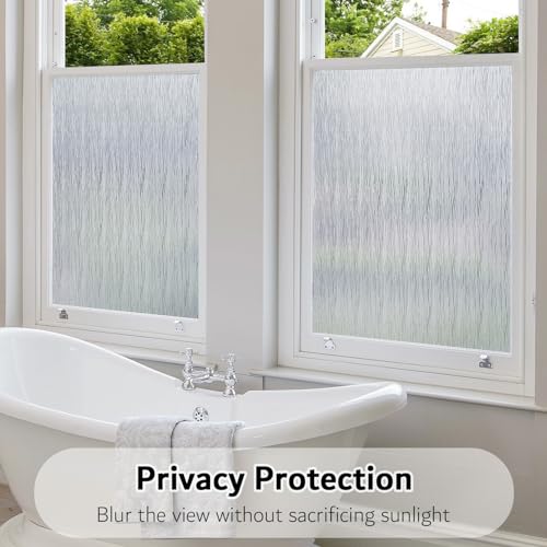 VELIMAX Frosted Window Privacy Film Non Adhesive Window Cling Removable Glass Covering Clear Water Opaque Window Film for Home Anti UV 17.7x118 inches - color: Translucent, size: 17.7"x118" (45x300cm)