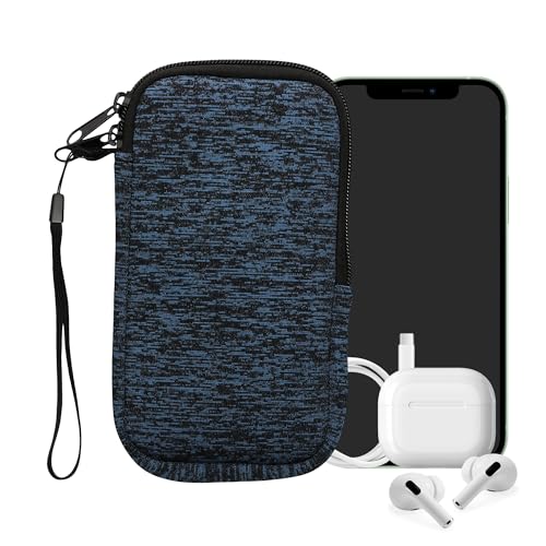 kwmobile Universal Phone Pouch Size XL - 6.7/6.8" - Neoprene Smartphone Pouch with Zip - Water-Repellent Mobile Phone Case - Sleeve in Deep Ocean/Black - color: Deep Ocean / black, size: XL - 6.7/6.8"