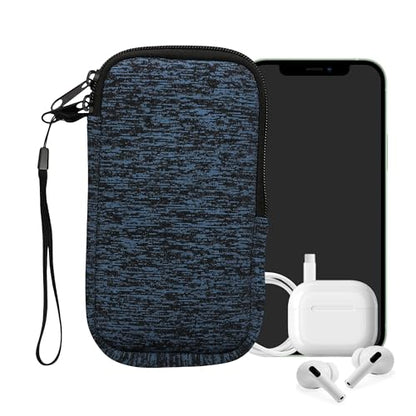 kwmobile Universal Phone Pouch Size XL - 6.7/6.8" - Neoprene Smartphone Pouch with Zip - Water-Repellent Mobile Phone Case - Sleeve in Deep Ocean/Black - color: Deep Ocean / black, size: XL - 6.7/6.8"